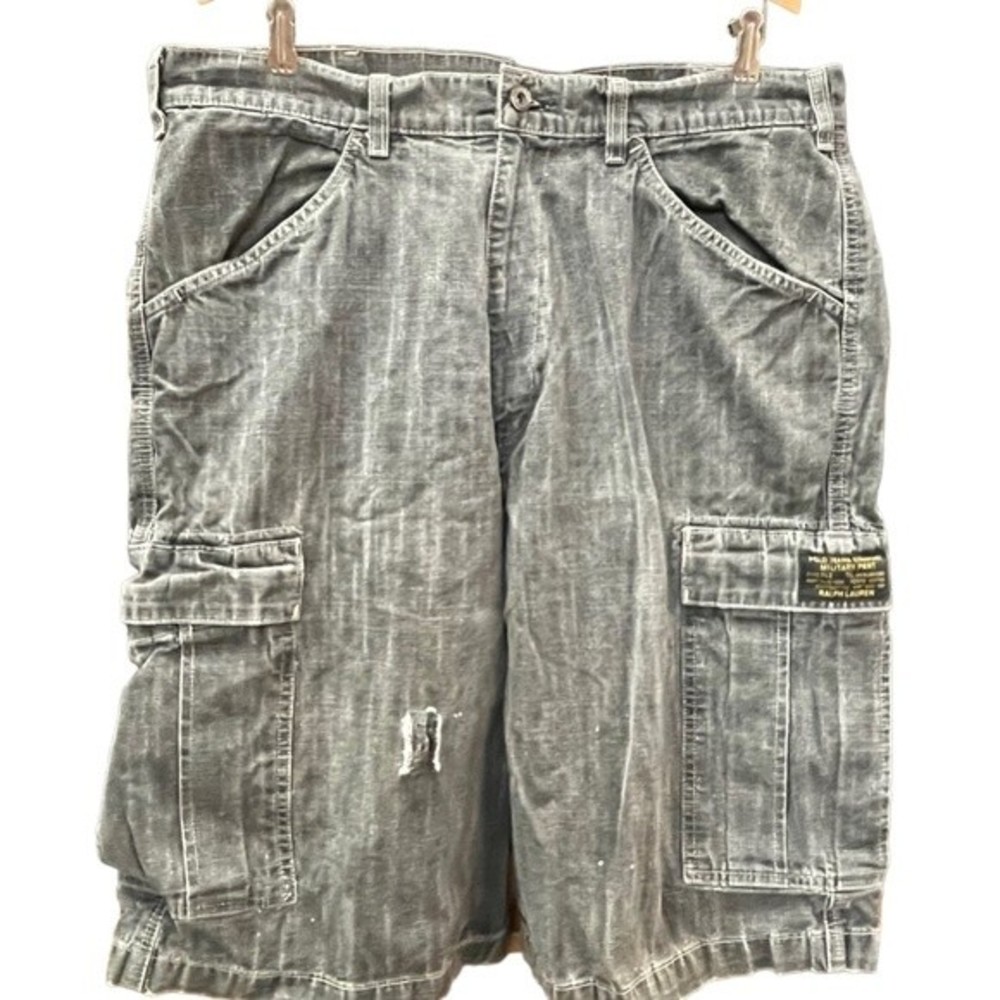 POLO Jeans Co Cargo Freighter Shorts Military Pant Stonewashed Gray Sz 36